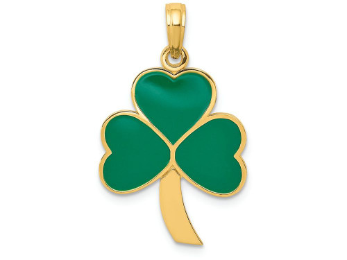 FJC Finejewelers 14k Yellow Gold Green Enameled Shamrock Charm C2195A