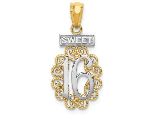 FJC Finejewelers 14k Yellow Gold with with Rhodium Sweet 16 with Filigree Charm K5888A