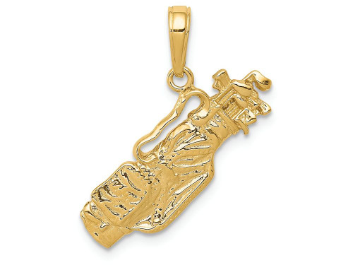 FJC Finejewelers 14k Yellow Gold Solid Polished Open-backed Golf Bag with Clubs Charm C2618A