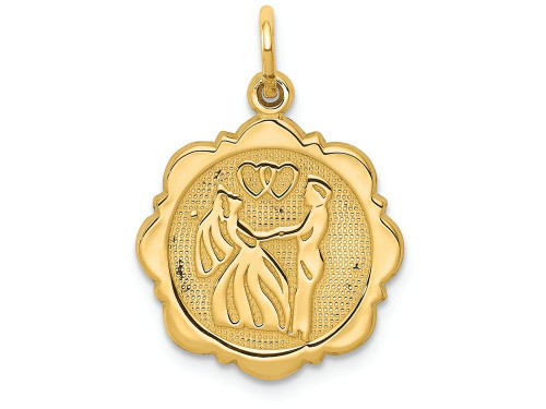 FJC Finejewelers 14k Yellow Gold Bride Groom Charm Back Is Textured C1674A