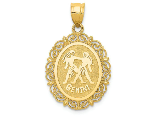 FJC Finejewelers 14k Yellow Gold Solid Satin Polished Gemini Zodiac Oval Charm C2845A