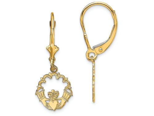 FJC Finejewelers 14k Yellow Gold Claddagh in Circle with Lace Trimleverback Earrings TF1796A