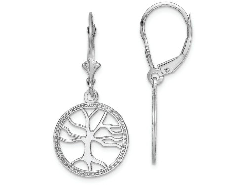 FJC Finejewelers 14k White Gold Tree Of Life in Round Frame Leverback Earrings TF1781WB