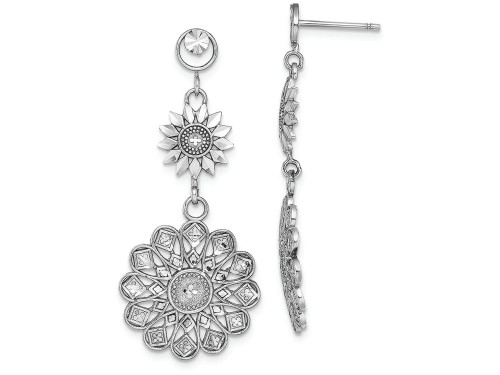 FJC Finejewelers 14k White Gold Sunflower Style Double Drop Bright Cut Accent Charm TE882WB