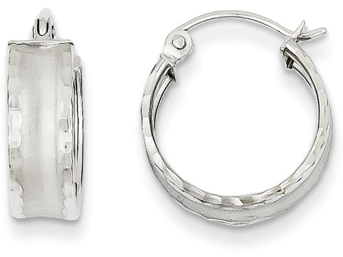 FJC Finejewelers 14k White Gold Bright Cut Satin Hoop Earrings TL789B