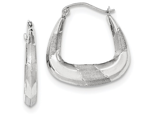 FJC Finejewelers 14k White Gold Polished, Satin and Bright-cut Hoop Earrings TH780B