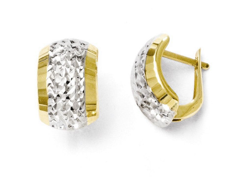 Finejewelers 10k W/ Rhodium Bright Cut Hinged Earrings in 10 kt Yellow Gold