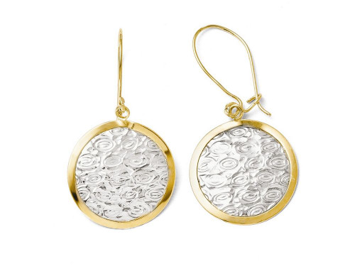 Finejewelers 10k W/ Rhodium Polished and Textured Dangle Earrings in 10 kt Yellow Gold