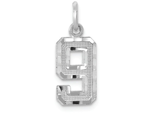 FJC Finejewelers 14 kt White Gold Casted Small Bright Cut Number 9 Charm WSN09B