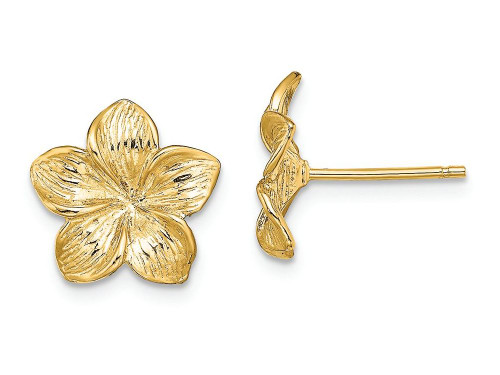 FJC Finejewelers 14k Yellow Gold Single Flower Post Earrings Plumeria TE723A