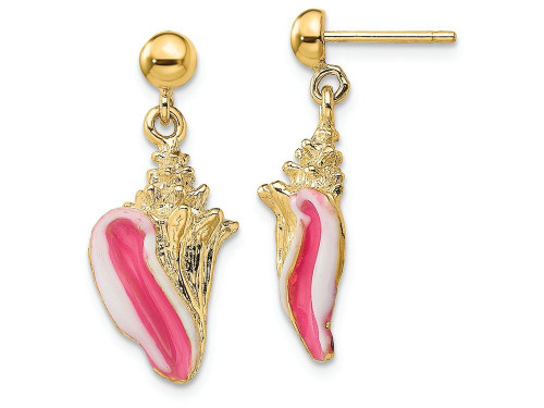 Finejewelers 14k Yellow Gold Enamel Conch Shell Dangle Earringspink White