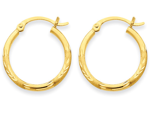 FJC Finejewelers 14k Yellow Gold Satin and Bright-cut 2mm Round Tube Hoop Earrings TC210A