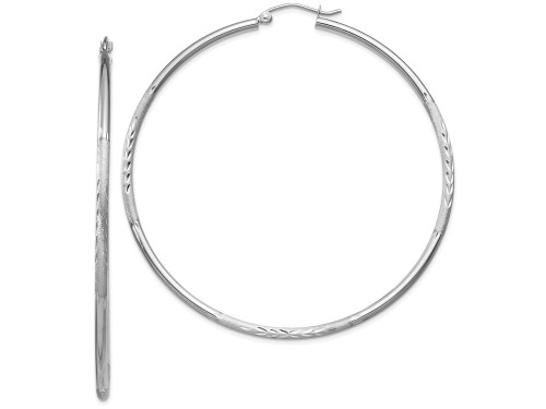 FJC Finejewelers 14k White Gold Satin and Bright-cut 2mm Round Hoop Earrings TC205B