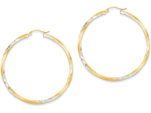 FJC Finejewelers 14k Yellow Gold and Rhodium Bright-cut 2.5mm Twisted Hoop Earrings TC434A