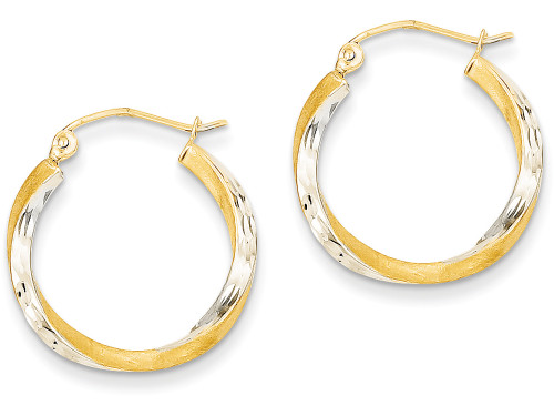 FJC Finejewelers 14k Yellow Gold and Rhodium Bright-cut 2.5mm Twisted Hoop Earrings TC432A