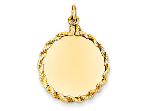 FJC Finejewelers 14k Yellow Gold Plain .013 Gauge Circular Engravable Disc with Rope Charm XM28113A