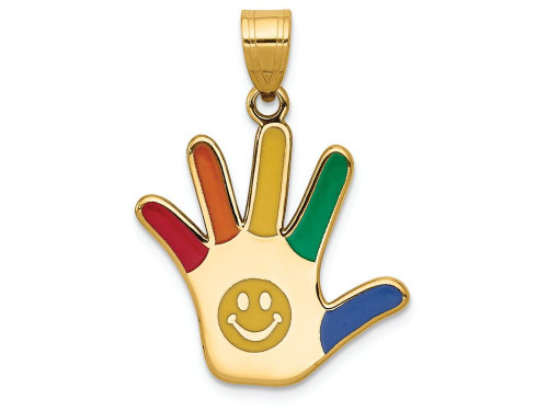FJC Finejewelers 14k Yellow Gold Enameled Autism with Smiley Face Handprint Charm XM634A