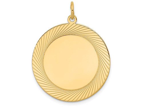 FJC Finejewelers 14k Yellow Gold Etched Design .018 Gauge Circular Engravable Disc Charm 26 x 32mm XM14718A