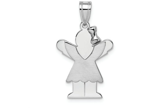 Finejewelers 14k White Gold Small Girl with Bow On Right Engravable Charm