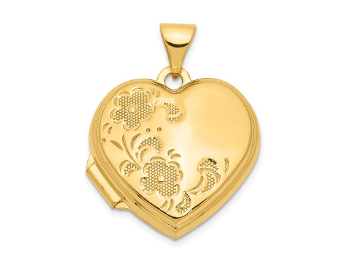FJC Finejewelers 14k 18mm Polished Heart-shaped Floral Locket Pendant Necklace 18 inch chain included 14 kt Yellow Gold XL518A