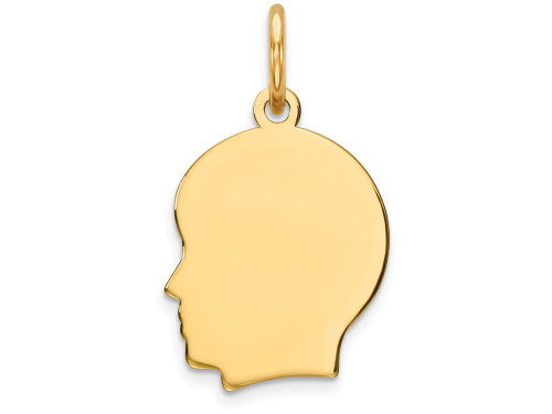 Finejewelers 14k Yellow Gold Plain Small .018 Gauge Facing Left Engravable Boy Head Charm