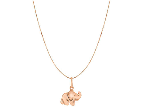 Finejewelers 10 Kt Rose Gold Flat Elephant Pendant Necklace On 18 Inch Rose 0.45mm Classic Box Chain Spring Ring Cl 472150P