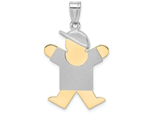 FJC Finejewelers 14k Two-tone Gold Large Boy with Hat On Right Engravable Charm 20 x 30mm XK416C