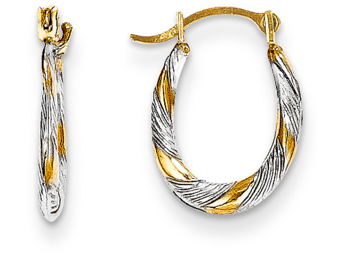 FJC Finejewelers 14k Yellow Gold and Rhodium Madi K Twist Hoop Children Earrings SE2380A