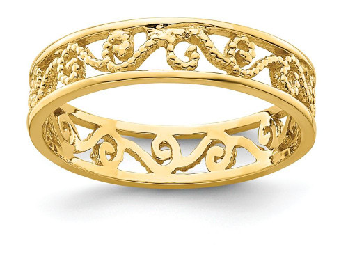 Finejewelers 14k Yellow Gold Scroll Cut-out Band Toe Ring [size 2] Beaded