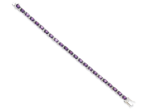 Finejewelers Sterling Silver Purple and Clear Cubic Zirconia Bracelet QX225CZT