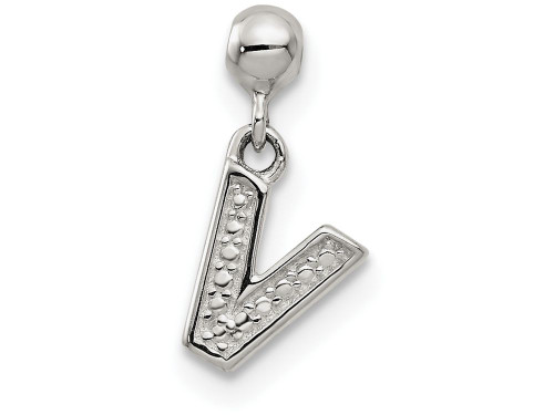 Sterling Silver Mio Memento Dangle Letter V Bead Charm QMM190VT
