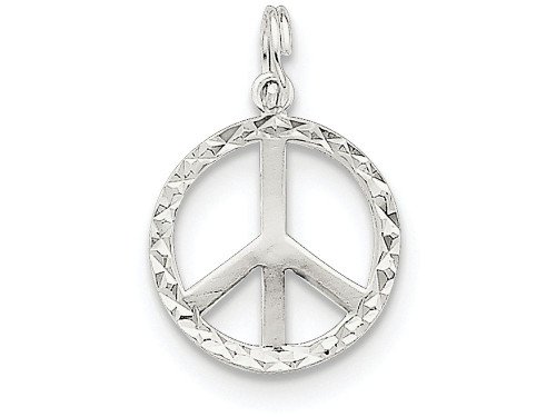 FJC Finejewelers Sterling Silver Bright-cut Peace Symbol Charm QP1829T