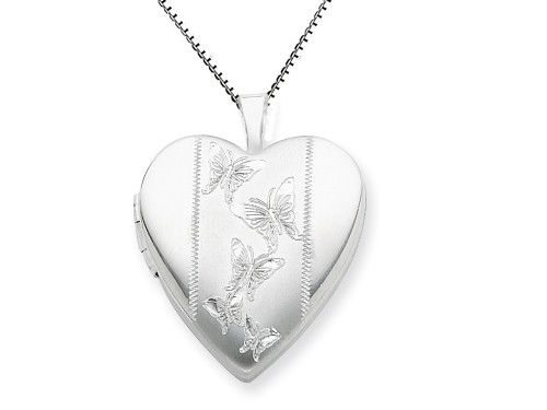 FJC Finejewelers Sterling Silver 20mm with Butterflies Heart Locket Necklace Chain Included QLS234T