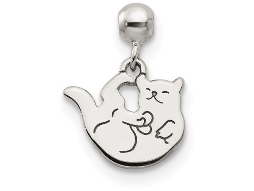 Sterling Silver Mio Memento Dangle Cat Bead Charm QMM232T