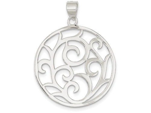 FJC Finejewelers Sterling Silver Fancy Round Pendant Necklace Chain Included QP717T