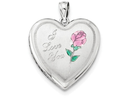 FJC Finejewelers Sterling Silver 24mm Enameled Rose Heart Locket Necklace QLS305T