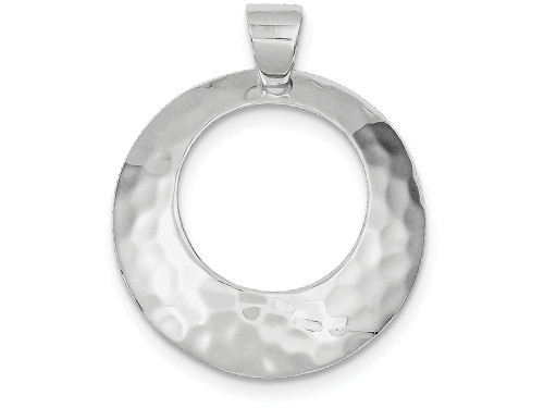 FJC Finejewelers Sterling Silver Hammered Circle Pendant Necklace Chain Included QP917T