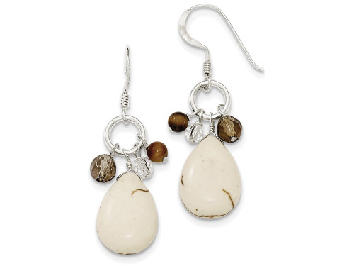 FJC Finejewelers Sterling Silver Crazy Lace Agate/clear and Smokey Qtz/tiger Eye Earrings QE5603T