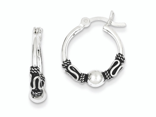 FJC Finejewelers Sterling Silver Antiqued Fancy Beaded Hoop Earrings QE1946T