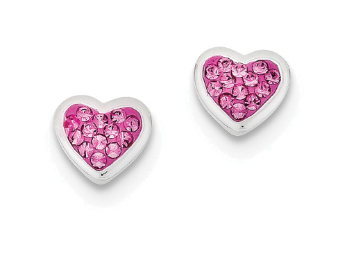 FJC Finejewelers Sterling Silver Pink Cubic Zirconia Heart Post Earrings QE5050T