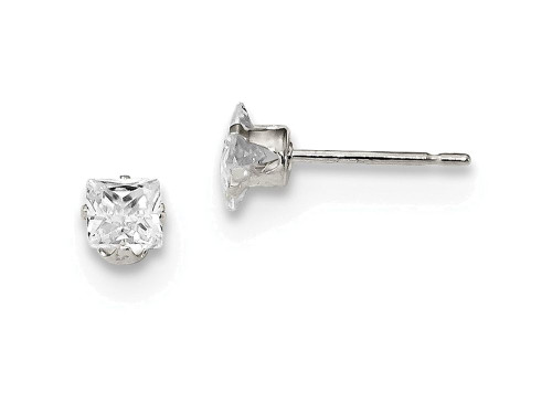FJC Finejewelers Sterling Silver 4mm Square Cubic Zirconia 4 Prong Stud Earrings QE7500T