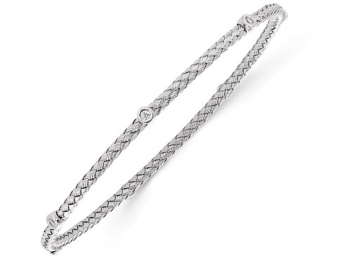 FJC Finejewelers Sterling Silver Cz Polished Textured Bangle LESQLF490T