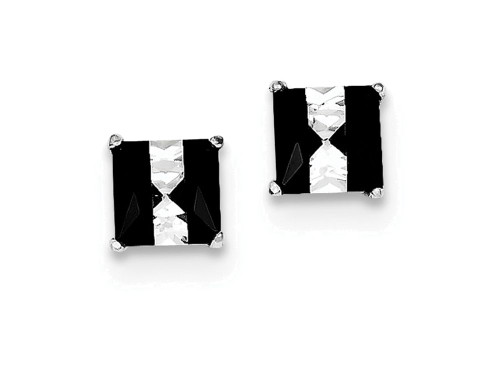 FJC Finejewelers Sterling Silver Black and White Colored Cubic Zirconia 6mm Square Post Earrings QE9112T