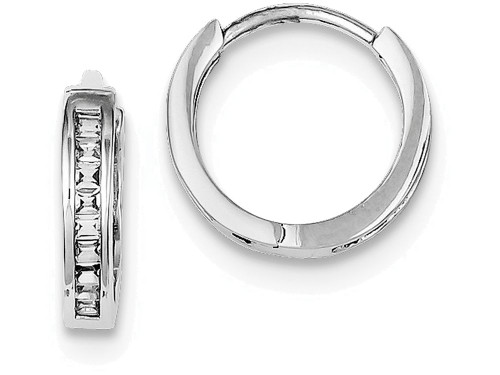 FJC Finejewelers Sterling Silver Cubic Zirconia Baguette Hinged Hoop Earrings QE9200T
