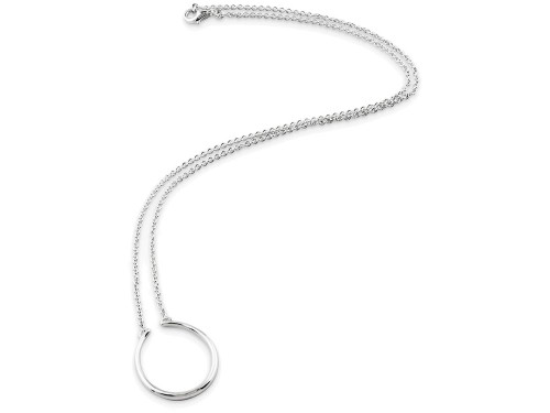 FJC Finejewelers Sterling Silver Circle Charm Holder 17in Necklace QG3127T