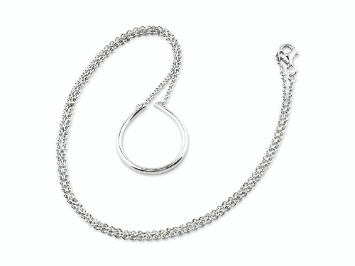 FJC Finejewelers Sterling Silver Teardrop Charm Holder 17in Necklace QG3128T