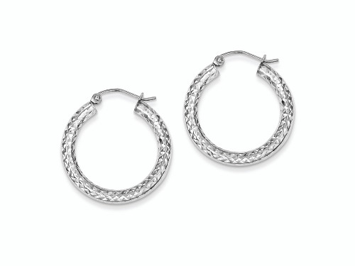 FJC Finejewelers Sterling Silver Bright Cut 3x25mm Hoop Earrings QE8087T