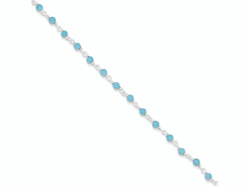 FJC Finejewelers Sterling Silver Blue Stone Polished Bracelet QG2990T