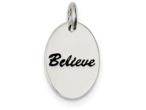 FJC Finejewelers Sterling Silver Polished Enamel Believe Pendant Necklace Chain Included QC7491T