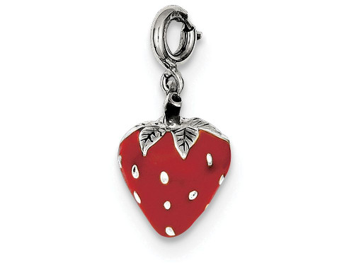 FJC Finejewelers Sterling Silver Enameled Strawberry Charm QC6149T